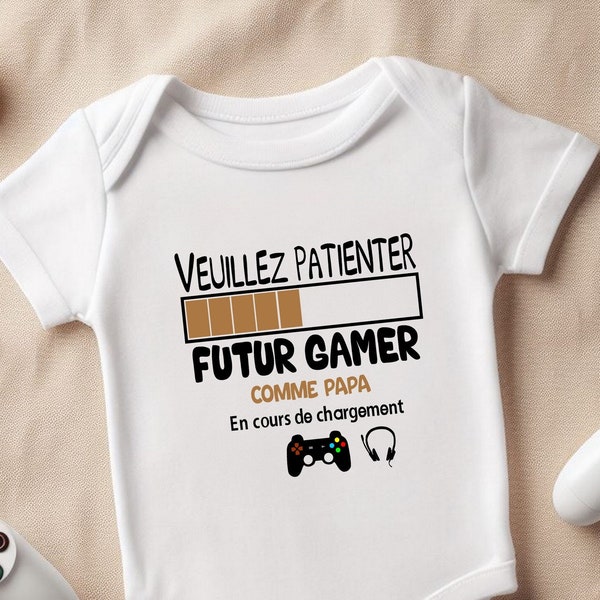 Body personnalisé, futur gamer comme papa, body geek, papa gamer, cadeau pour bébé, Tshirt enfant