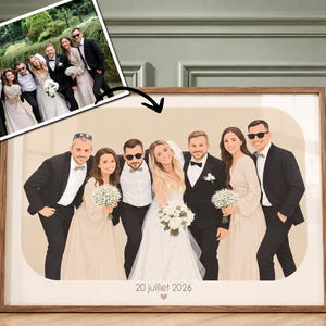 Affiche personnalisée avec photo | Portrait famille illustré | Cadeau personnalisé famille | Portrait sur mesure | Décoration murale
