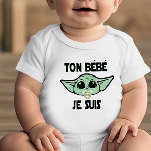 Body bébé personnalisé Yoda, Ton bébé je suis body Star Wars image 1