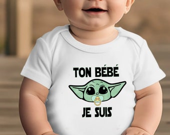 Personalized baby bodysuit Yoda, "Your baby I am" Star Wars bodysuit