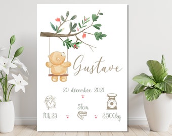 Affiche naissance personnalisée, affiche bébé, cadeau de naissance