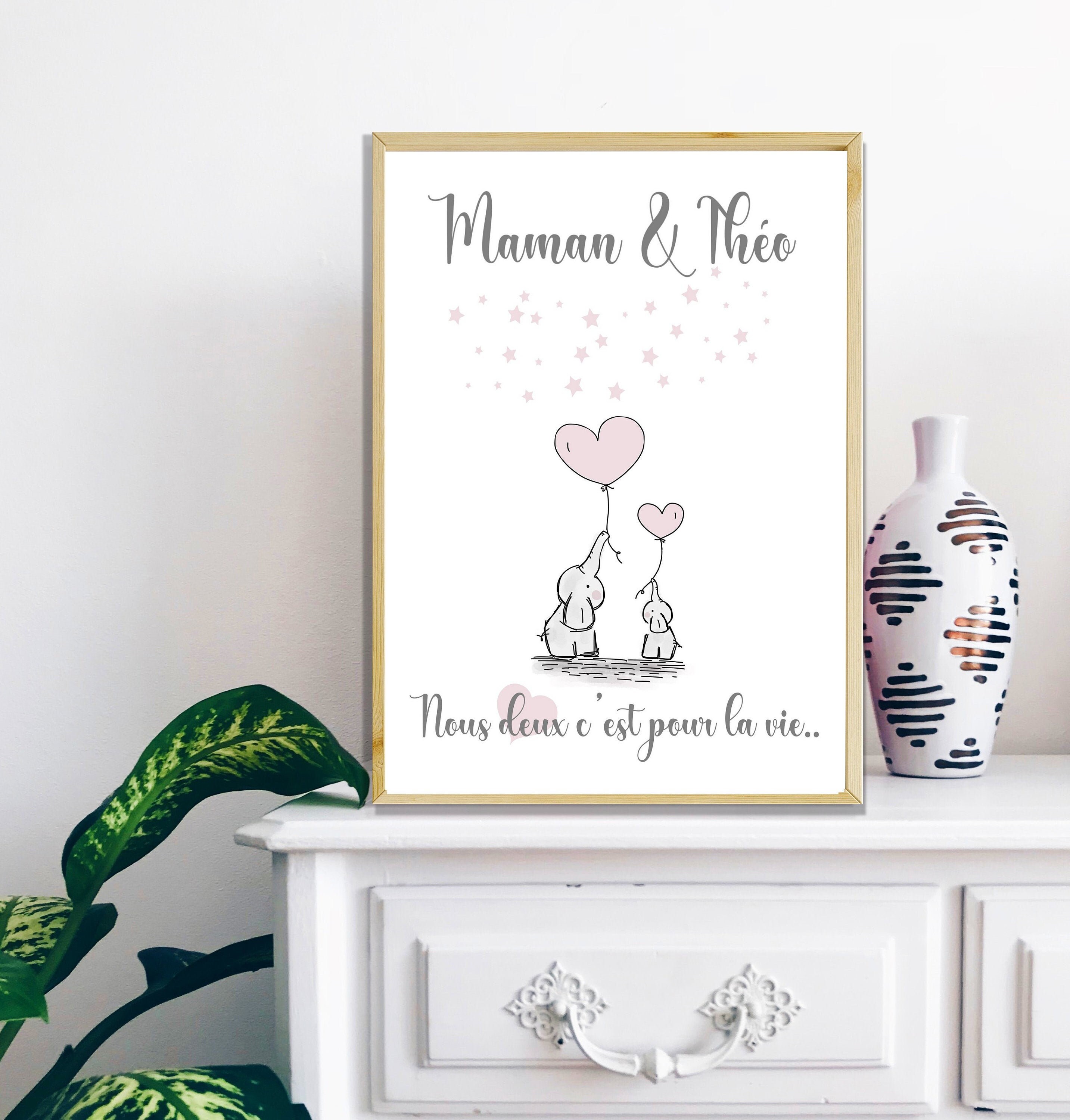 Affiche Personnalisée Maman Enfant Pour La Vie, Décoration Murale