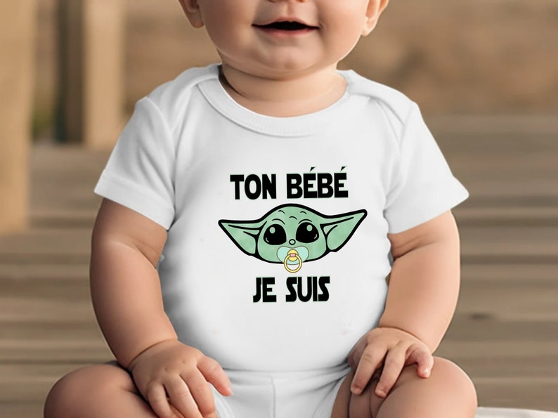 Body bébé personnalisé Yoda, Ton bébé je suis body Star Wars image 1