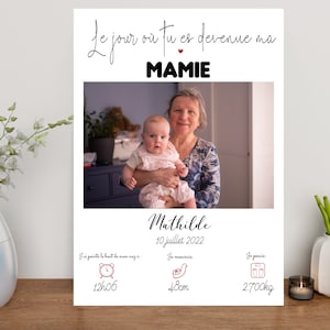 Affiche personnalisée naissance, pour Papi et Mamie, cadeau Grands-parents,fête des grands-mères