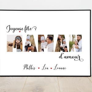 Affiche personnalisée fête des mères avec photos – Cadeau émotion A4 ou A3 numérique ou imprimé – Idée originale à offrir