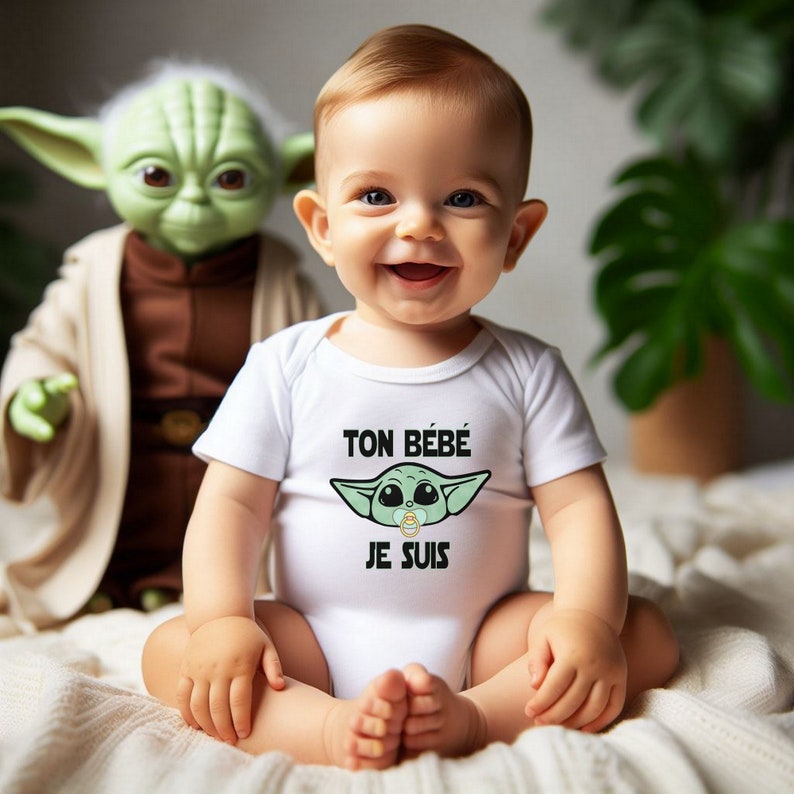Body bébé personnalisé Yoda, Ton bébé je suis body Star Wars image 2