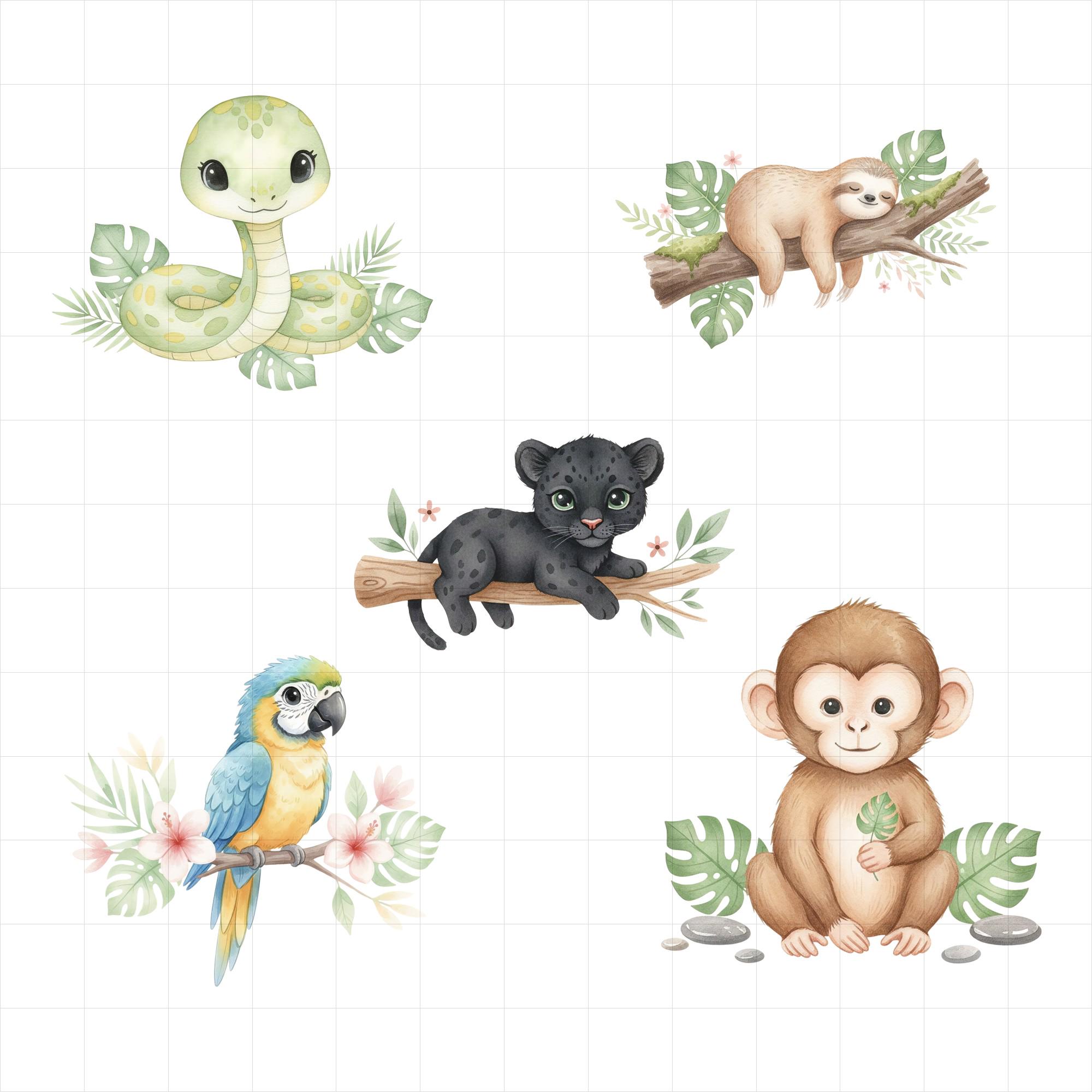 25 Jungle Animals PNG Clipart , Cute Baby Safari Animals ,watercolor ...