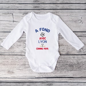 Personalized baby bodysuit Olympique Lyonnais, Supporter of Lyon image 3