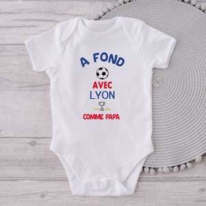 Personalized baby bodysuit Olympique Lyonnais, Supporter of Lyon image 2