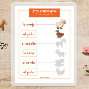 Let&#39;s Learn Spanish Busy Book Printable Montessori Printable Kindergarten Learning Homeschool Printable Busy Binder Spanish Learning