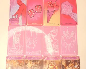 Lectura del amor en rosa con varias barajas / Vídeo grabado de 30 minutos / Sentimientos profundos, intenciones, energía oculta y mensajes románticos