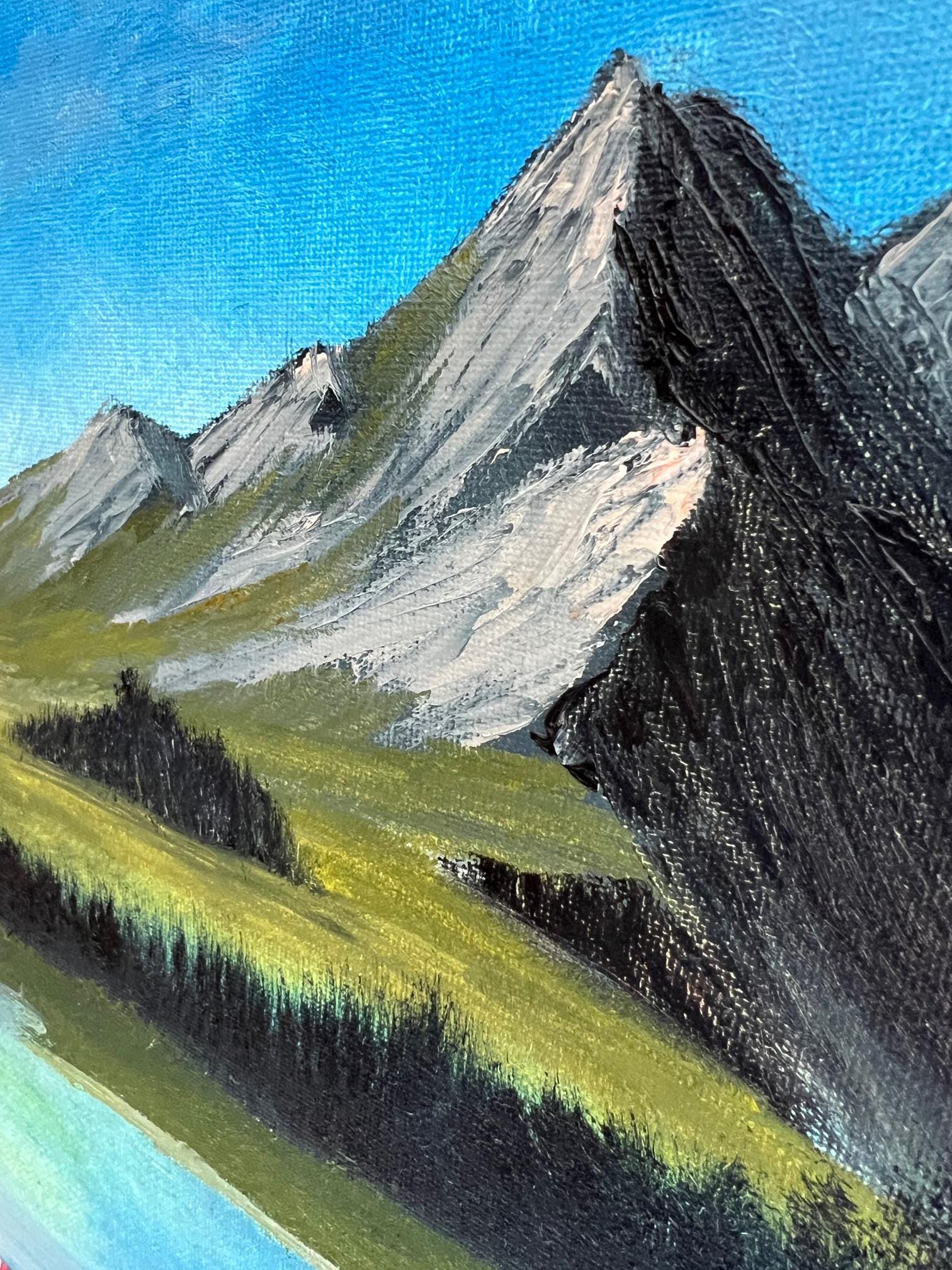 Mountain Ridge Lake - Original Bob Ross Inspired Oil Painting