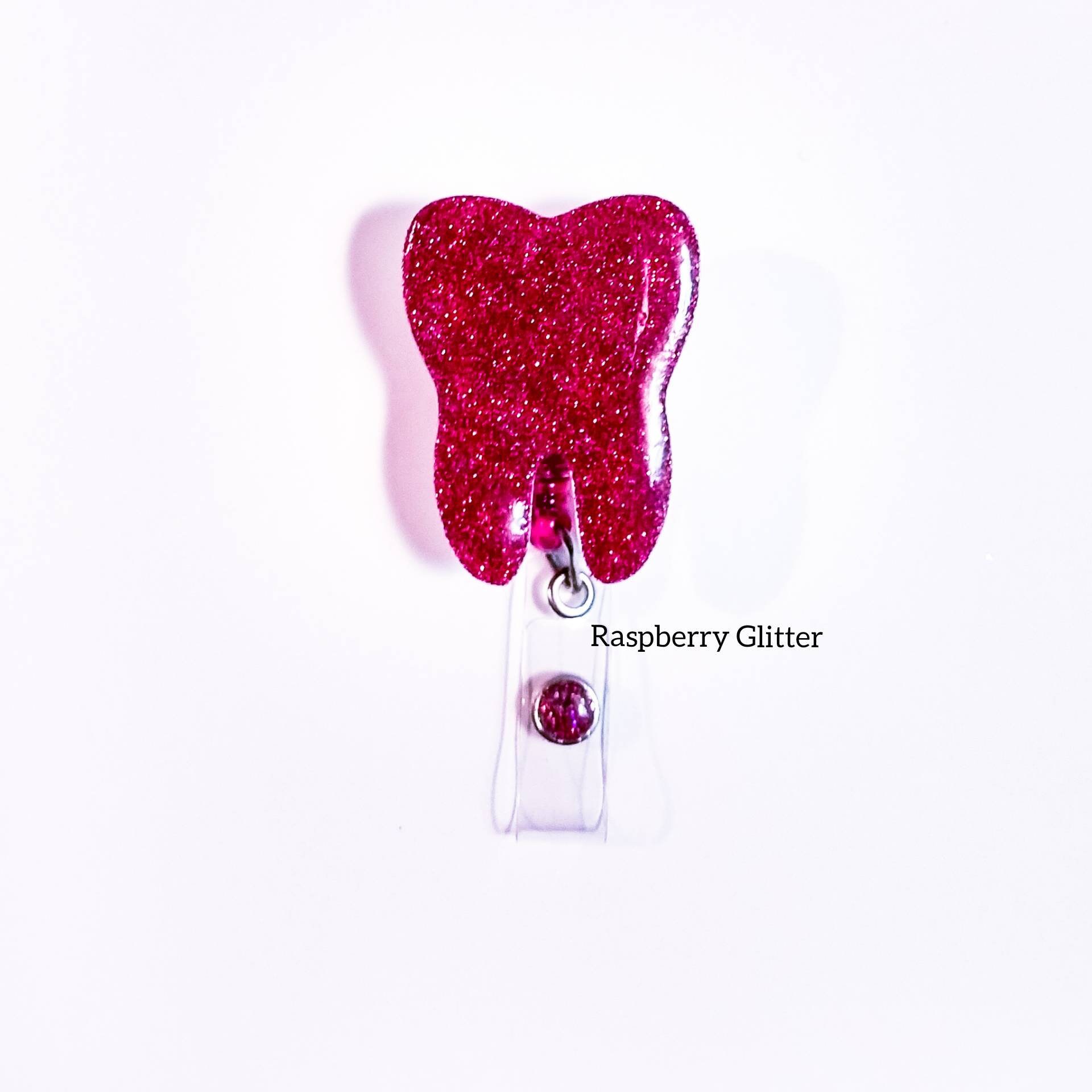 Tooth Badge Reel Light Blue Glitter Tooth Purple Dental Etsy