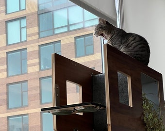 58.5" Tall modular Cat Case™ Bookcase with Hidden Cat Tree / Cat Tower (3 - 19.5" module unit)