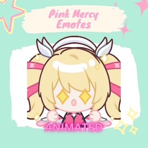 Animated Pink Mercy Emotes sparkle | Twitch Discord Emote sticker | Instant Download
