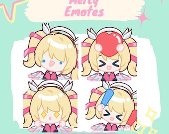 Paquete de emoticones animados Pink Mercy / Sticker de emoticón de Twitch Discord / Descarga instantánea