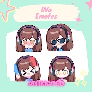 Animated Dva Emotes Pack | Twitch Discord Emote sticker | Instant Downloads