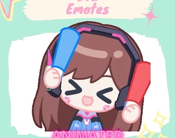 Pegatinas de emoticones animados de Dva Glowstick / Pegatinas de emoticones de Twitch Discord / Descarga instantánea