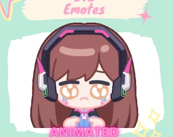 Emotes animados de Dva llorando / Sticker de emote de Twitch Discord / Descarga instantánea