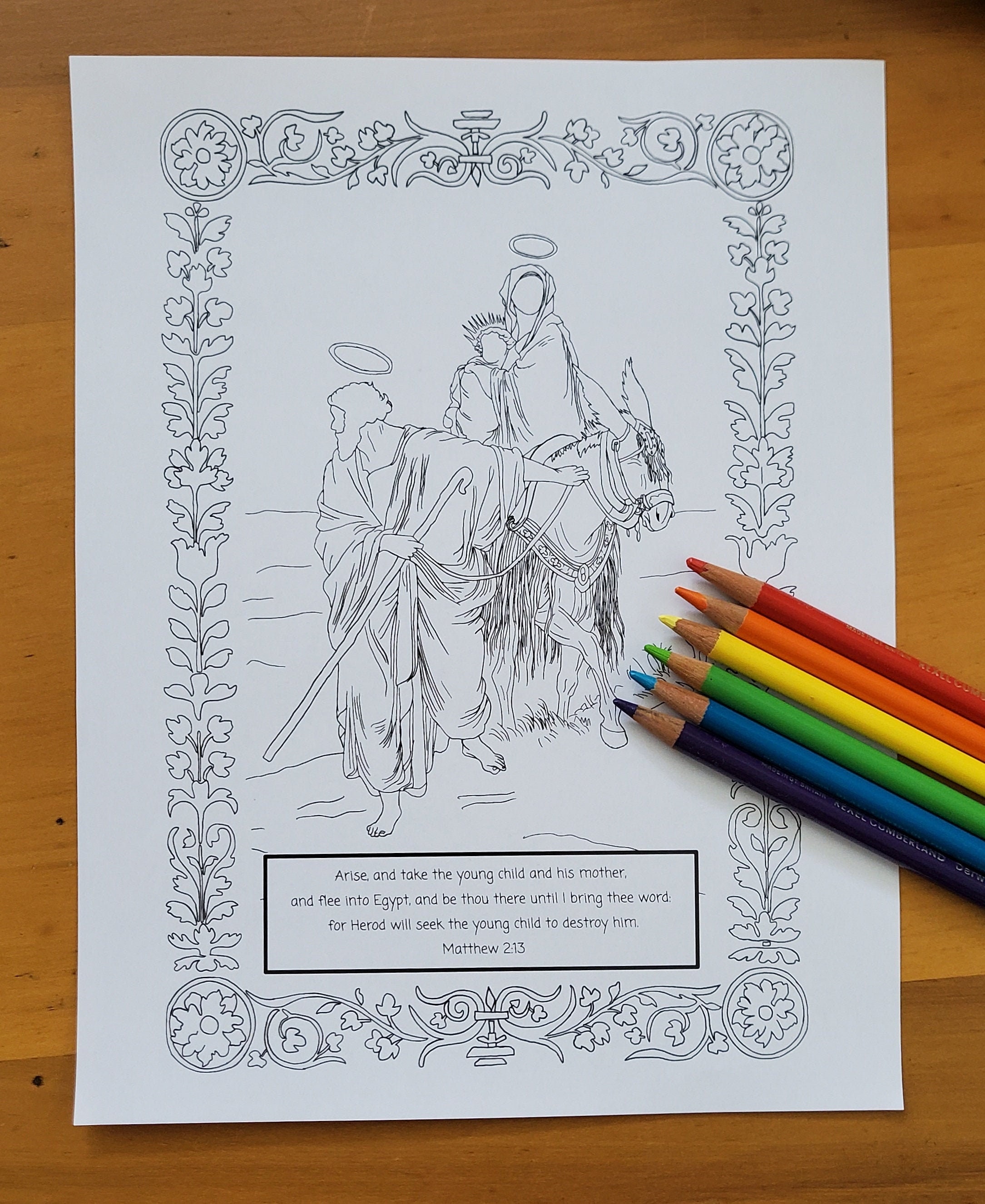 Matthew 2:13 Bible Study Coloring Page Christian Verse | Etsy