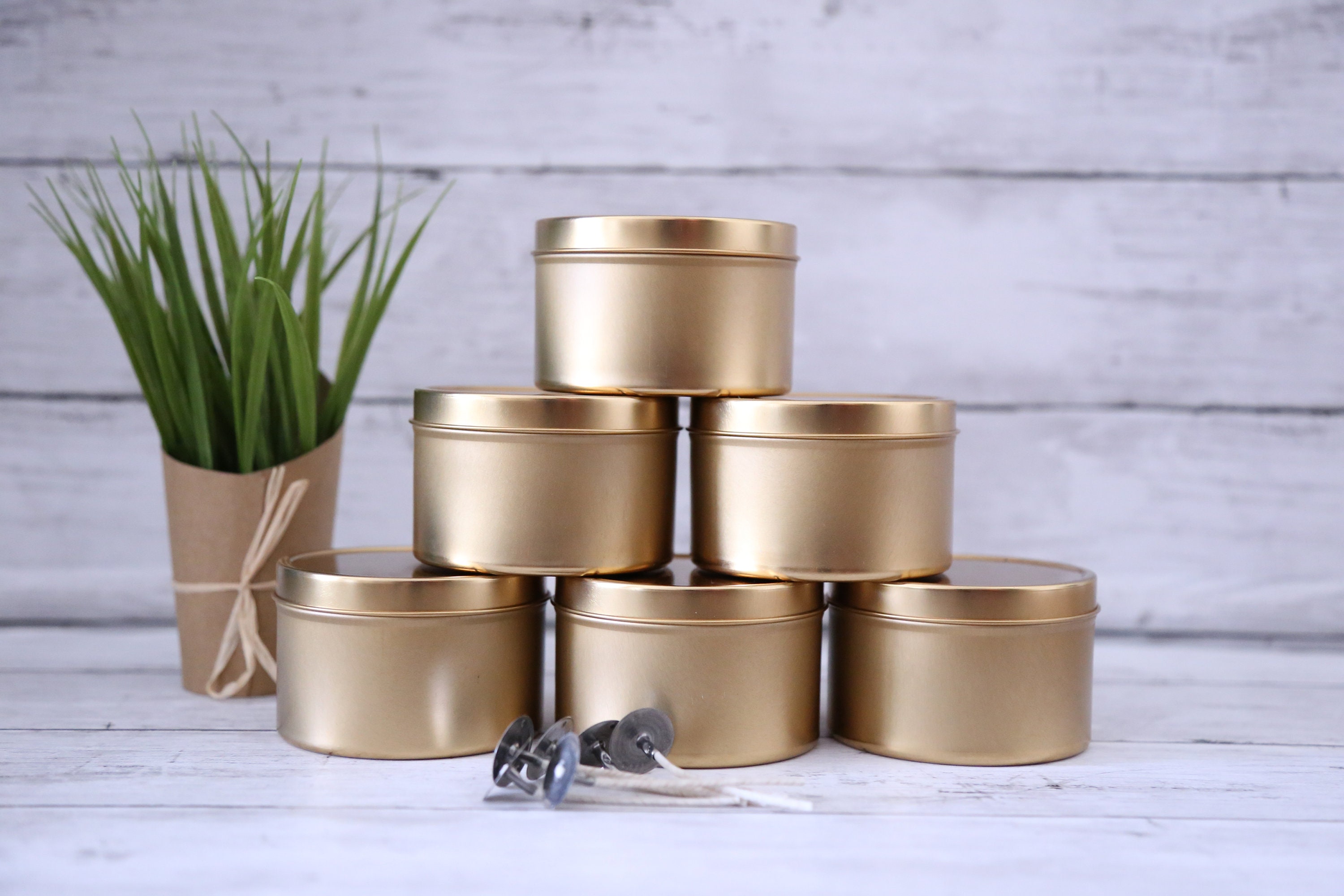 Empty Gold Candle Tin Cans 8oz Tin Cans Candle Tin Cans Etsy