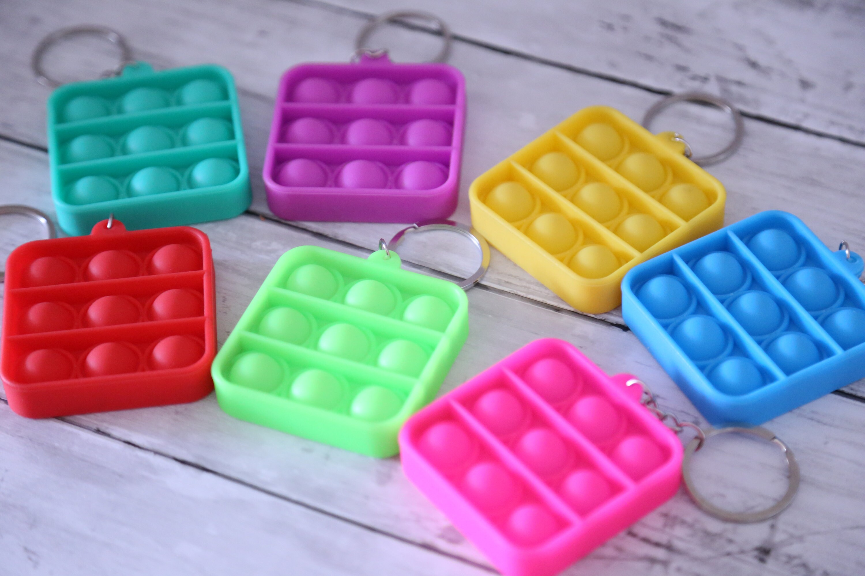 Mini Pop It Keychain Square Mini Pop It Fidget Pop It Etsy