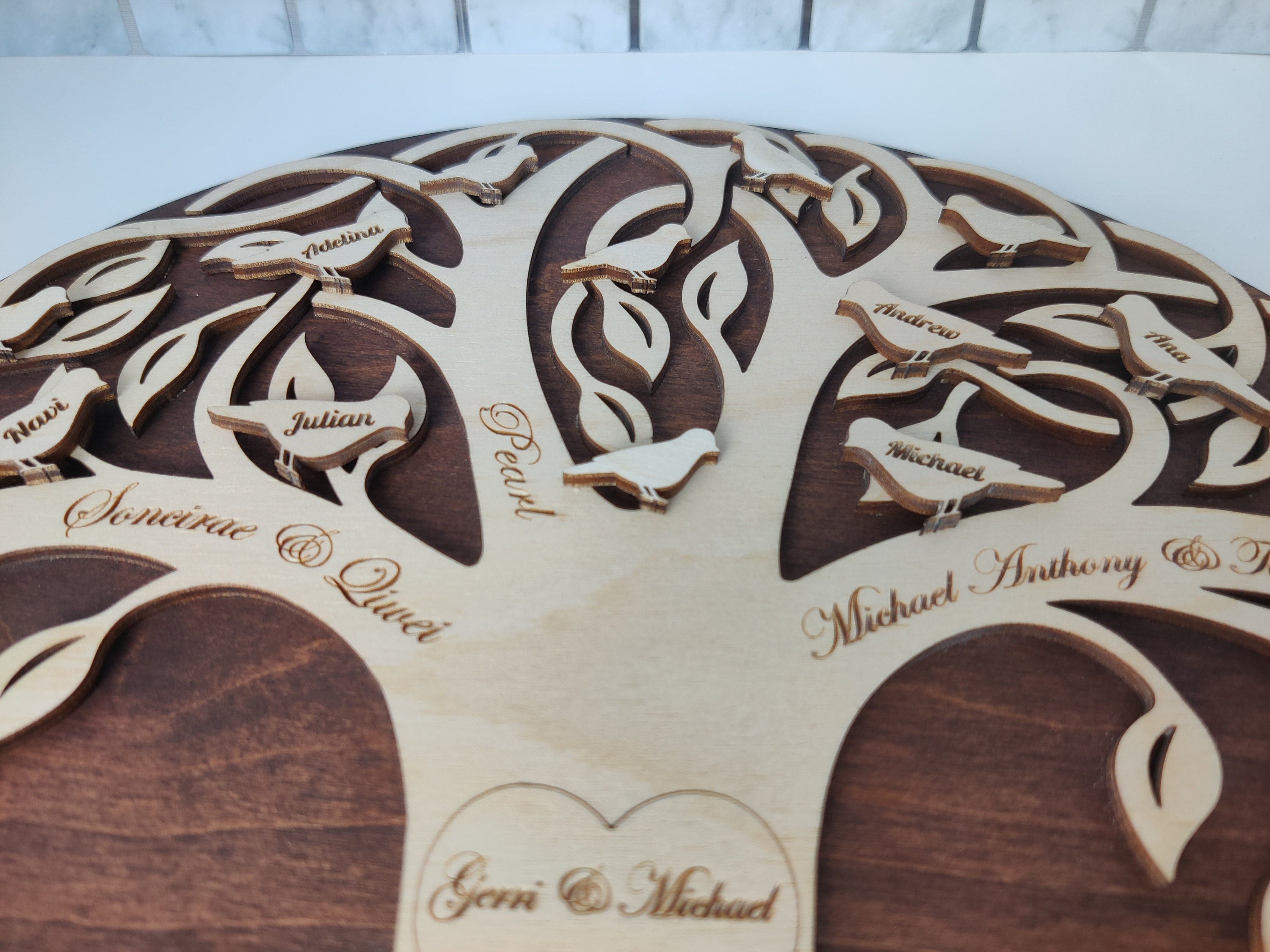 Personalized Family Tree Wood Frame Sign - Custom Family Tree Gift ...