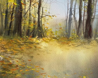 Auteur, aquarelle originale « L'Or de l'Automne »