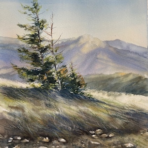Acuarela original &quot;Mountain Motif&quot;