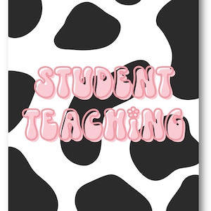 Cow Print and Pink Student Teacher Binder Tabs, Printable, Trendy, College, Teacher, Student Teacher