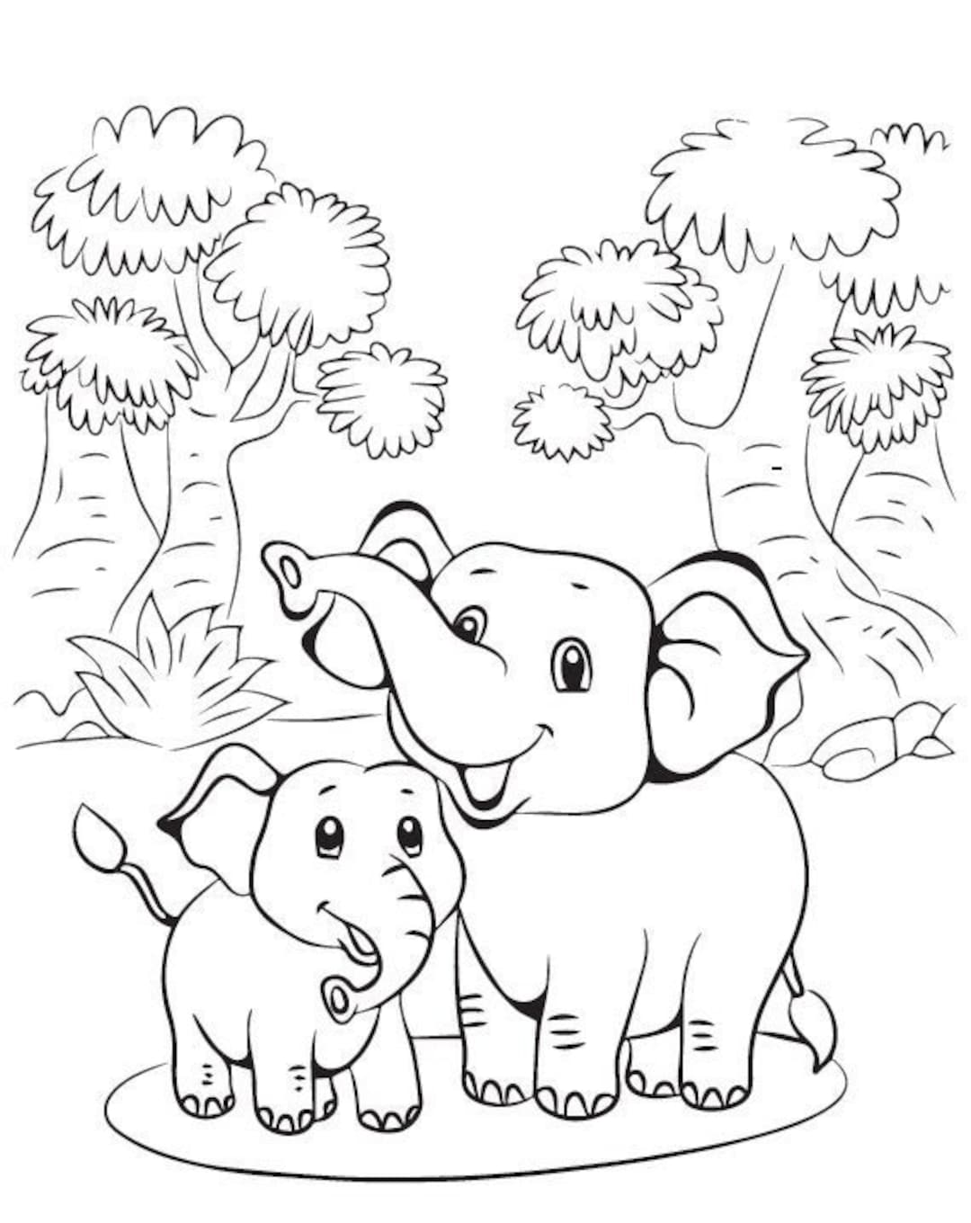 Coloring Pages Elephants - Etsy