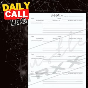 Real Estate Daily Call Log: Printable Realtor Forms (Instant Download)