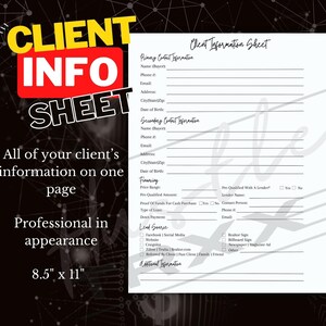 Real Estate Client Information Sheet: Printable Realtor Forms (PDF)