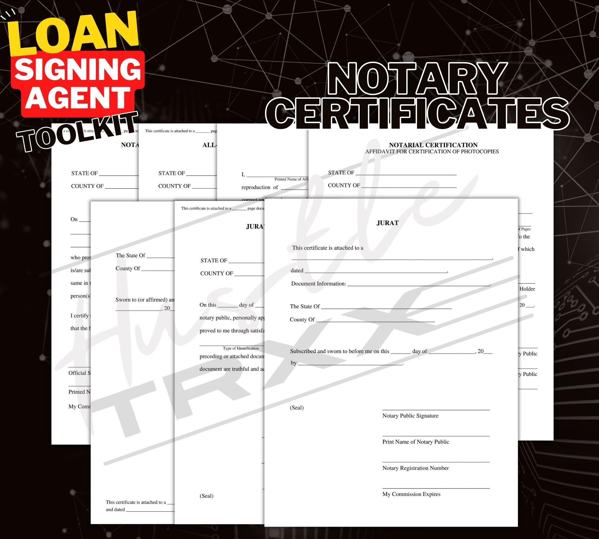 Printable Loan Signing Agent Toolkit Notarial Certificates Loan Printable Loan Signing Agent Toolkit Notarial Certificates Loan