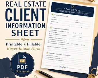 Informationsblad för fastighetsmäklare | Köparintagningsformulär för mäklare | Utskrivbar och ifyllbar PDF