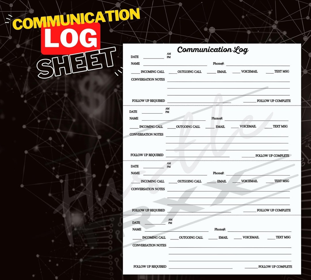 Printable Communication Log | Call Tracking Form (instant Download) - Etsy