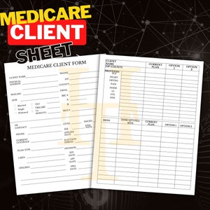 Medicare-klantenblad | Klantformulier | Koper Klant | Ziektekostenverzekering | Medicare afdrukbaar | Formulier verzekeringsagent | Directe download
