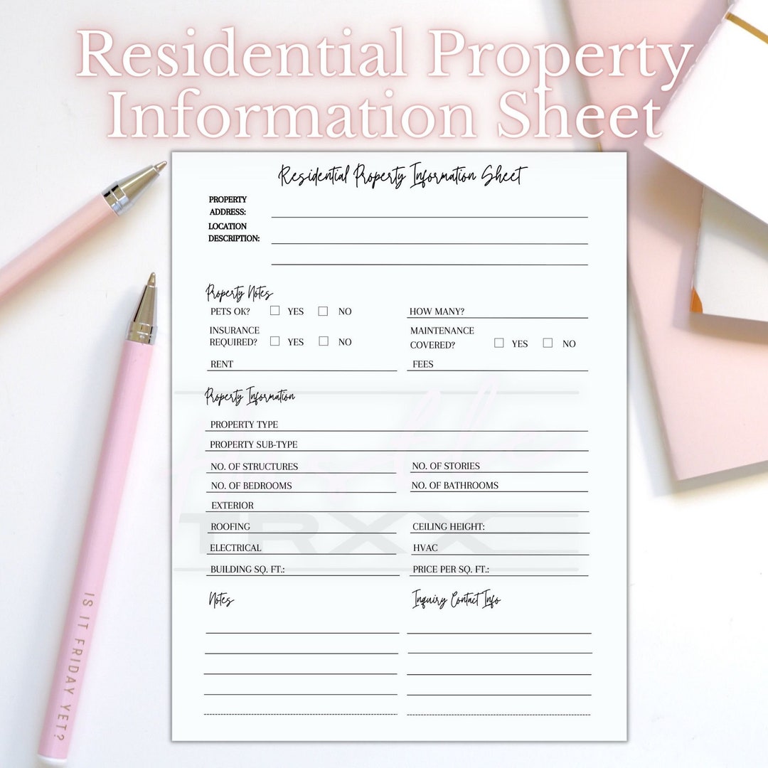 Residential Property Information Sheet Real Estate Real Estate Agent