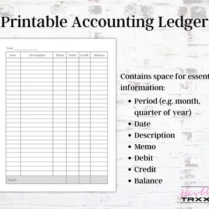 Printable Accounting Ledger Bookkeeping Journal for Small - Etsy