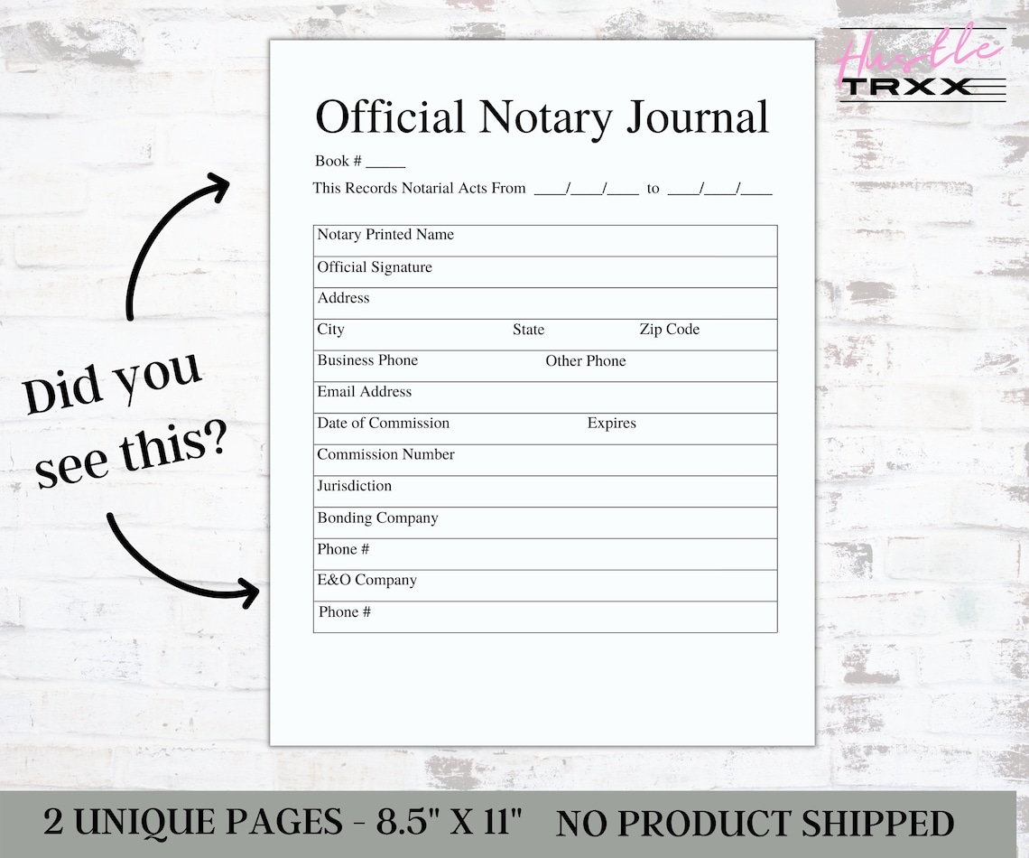 Notary Journal Notary Public Signing Agent Notary Supplies Etsy