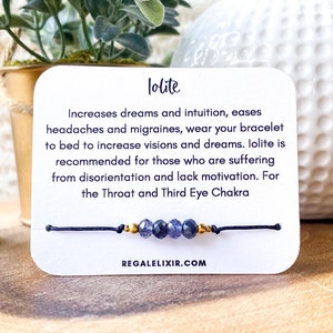 dainty iolite faceted, iolite rondelle beads bracelet, natural iolite beaded bracelet, sleep support, dream interpretation, dainty bracelet