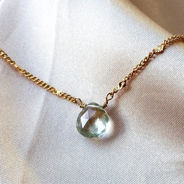 Prasiolite necklace, green amethyst necklace, genuine Prasiolite, Prasiolite jewelry