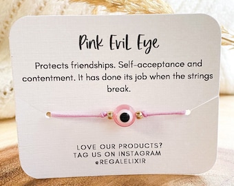 PINK Evil eye bracelet Baby Pink  Nazar  Mal de ojo  adjustable  pulsera roja  protection  Protect Friendships Bridesmaid present