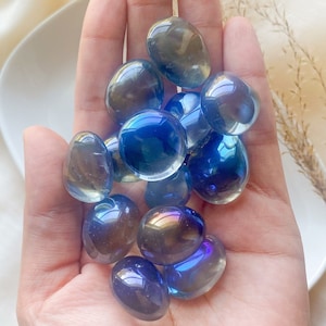 Aqua aura, aqua aura quartz, aura crystal, tumbled stones, aura quartz tumble, crystals, healing stone, anxiety relief crystals