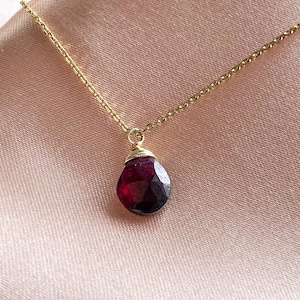 garnet gold necklace, Genuine Garnet gold filled Necklace, January Birthstone necklace, January Birthday, Gift for her