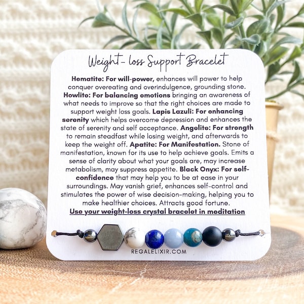 Crystals for weight loss - Weight loss support bracelet for men - women - unisex - binge eating support, metabolism support bracelet