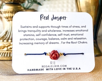 Bracelet en jaspe rouge | bijoux en jaspe rouge | réglable | bracelet anti-anxiété