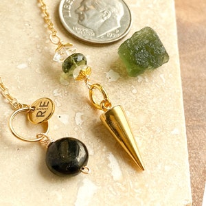 Moldavite Pendulum - Divination Tool - Crystal Dowsing Tool | moldavite jewelry