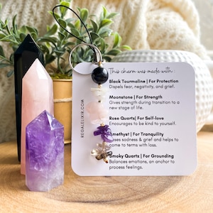 Grief and Loss Support Crystals, Grief Care package, Loss support, Crystals for Healing Grief, Apache Tears jewelry, apache tears