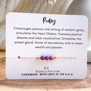 Robijnrode armband, helende edelsteenarmband, geboortesteenarmband, dierenriemcadeau, liefdesspreuk